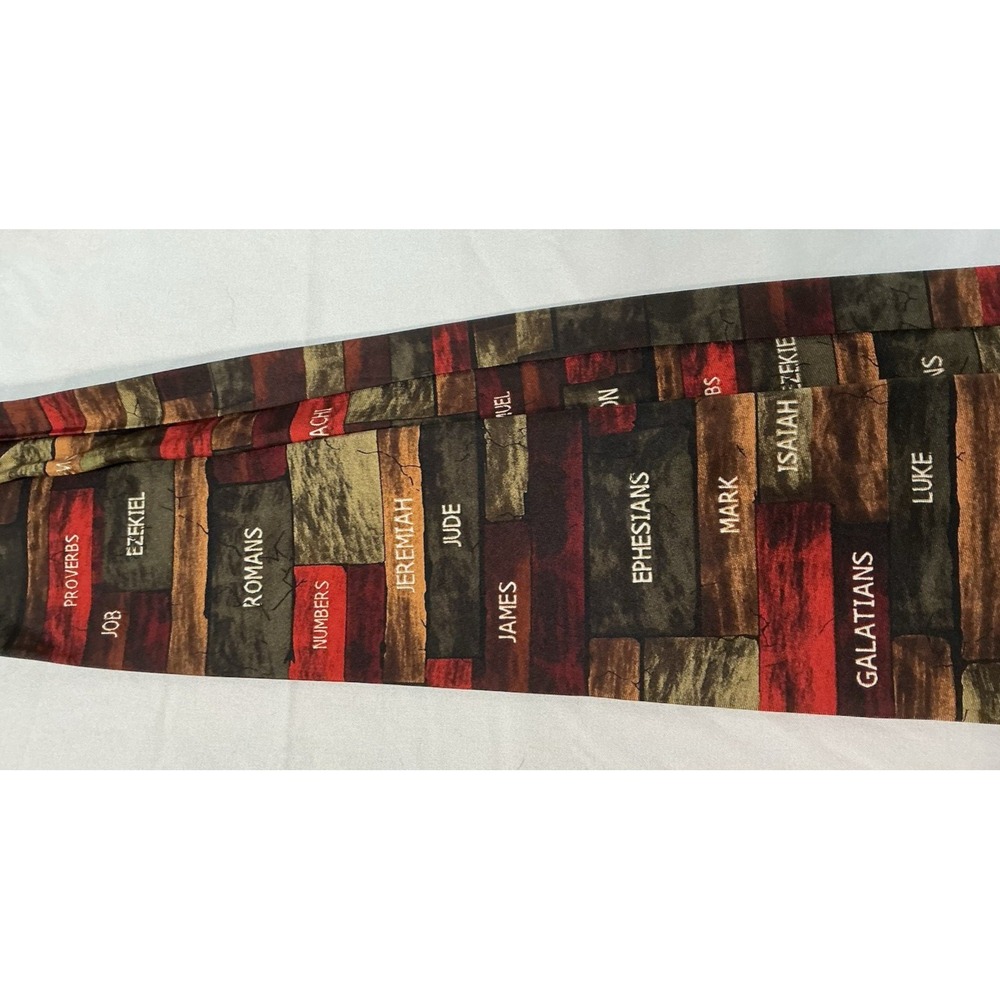 Larson Silk Novelty Religious Bible Books Print Tie 100%Silk